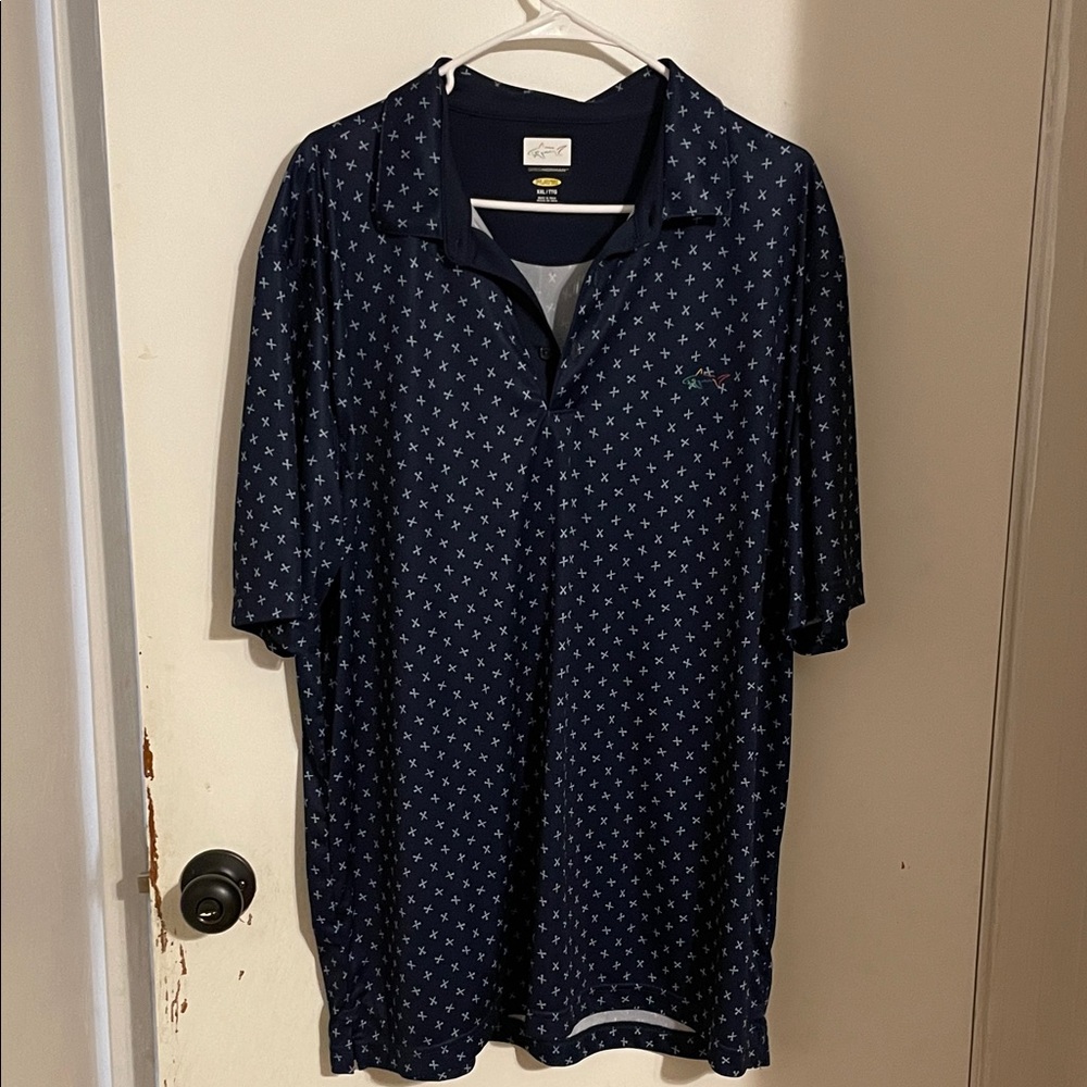 Greg Norman Collection Star Pattern Polo - Dark Blue